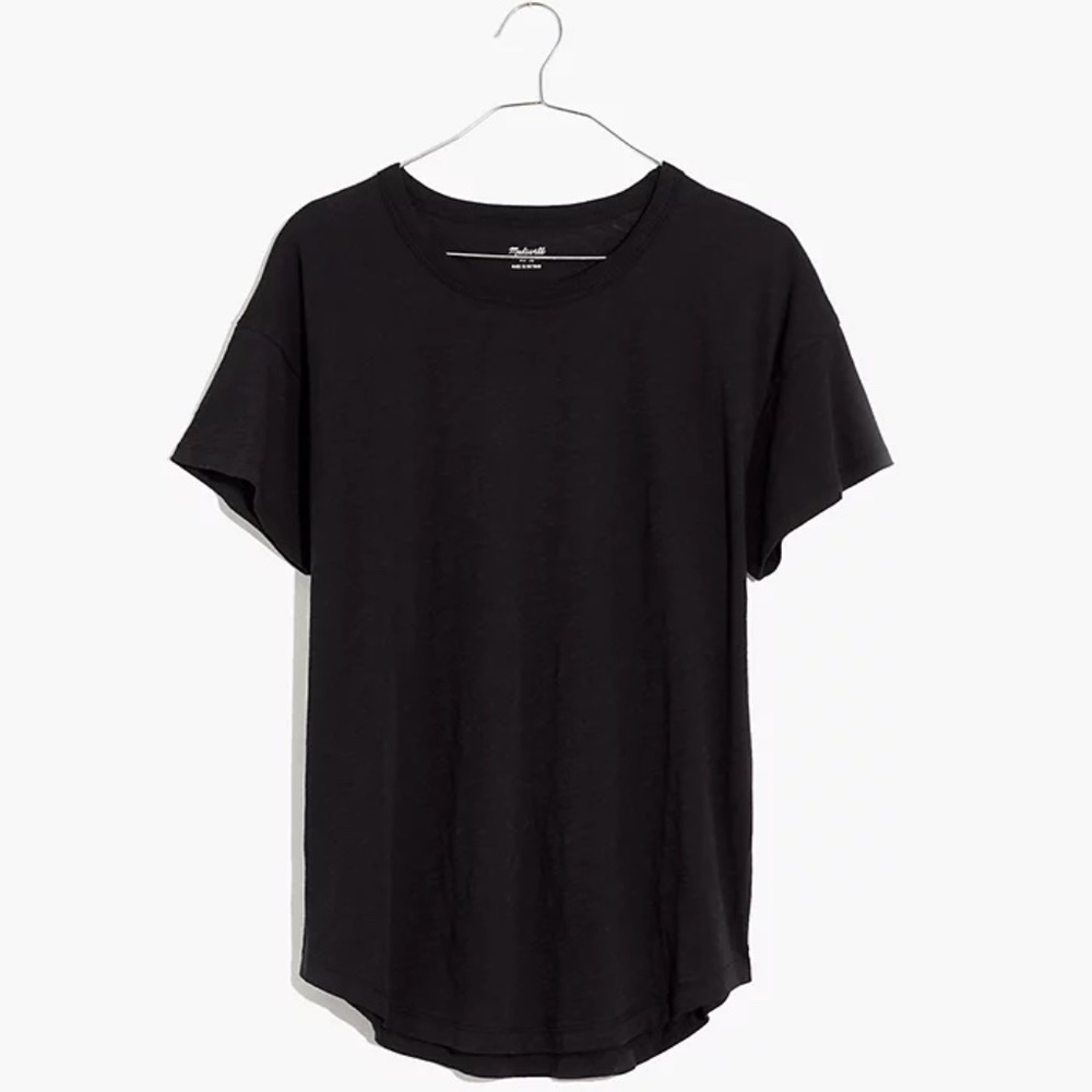 gently used Madewell Whisper Cotton Rib-Crewneck Tee black XL